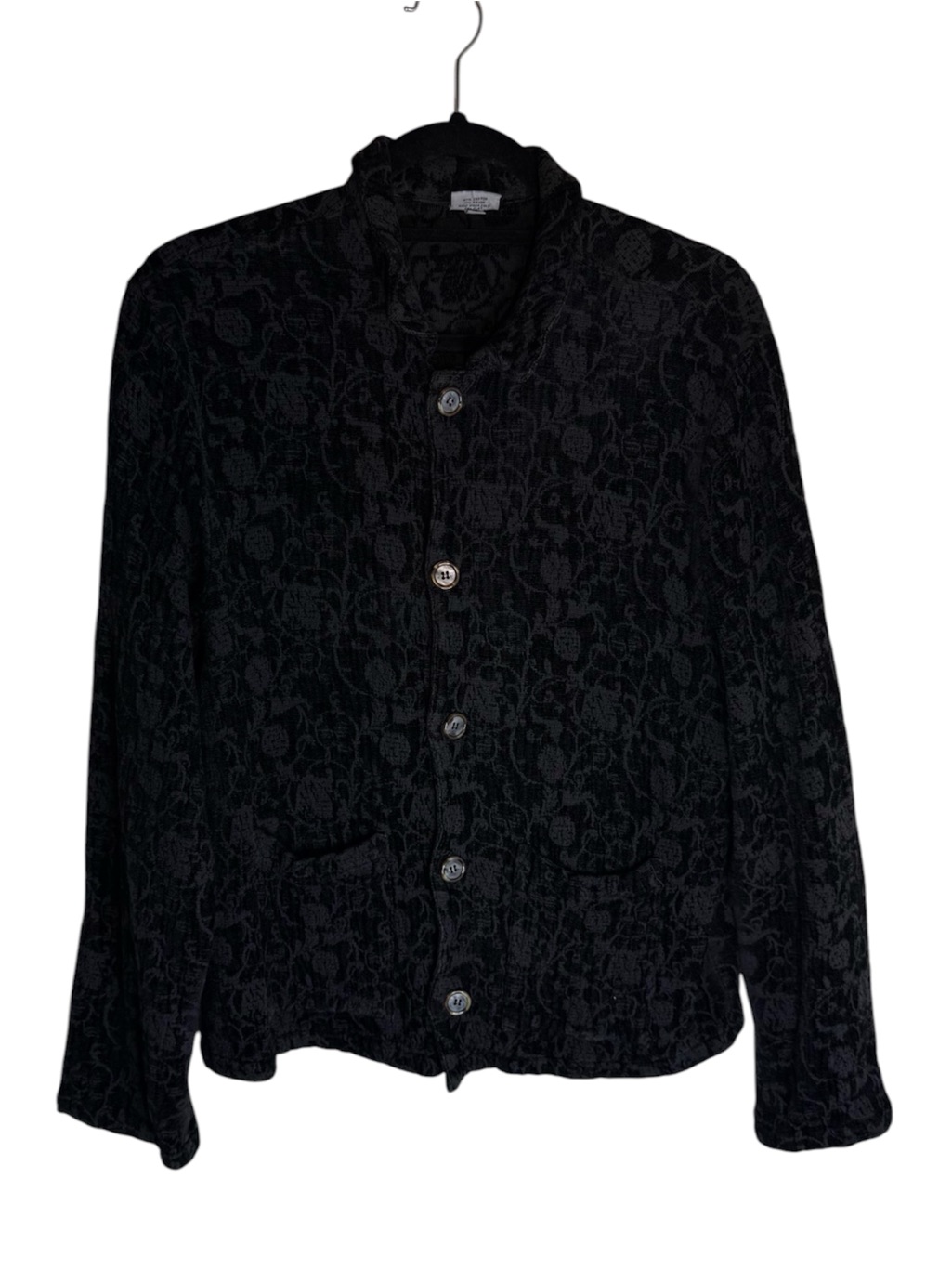 Cp Shades Black Floral Velvet Shirt Jacket S Shaket Boho Boxy
